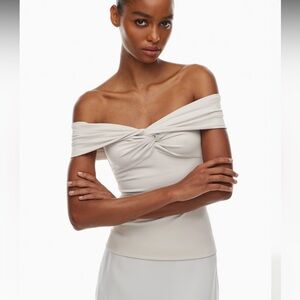 ARITZIA Contour Twist Off-Shoulder Top MATTE PEARL. NEW without tag